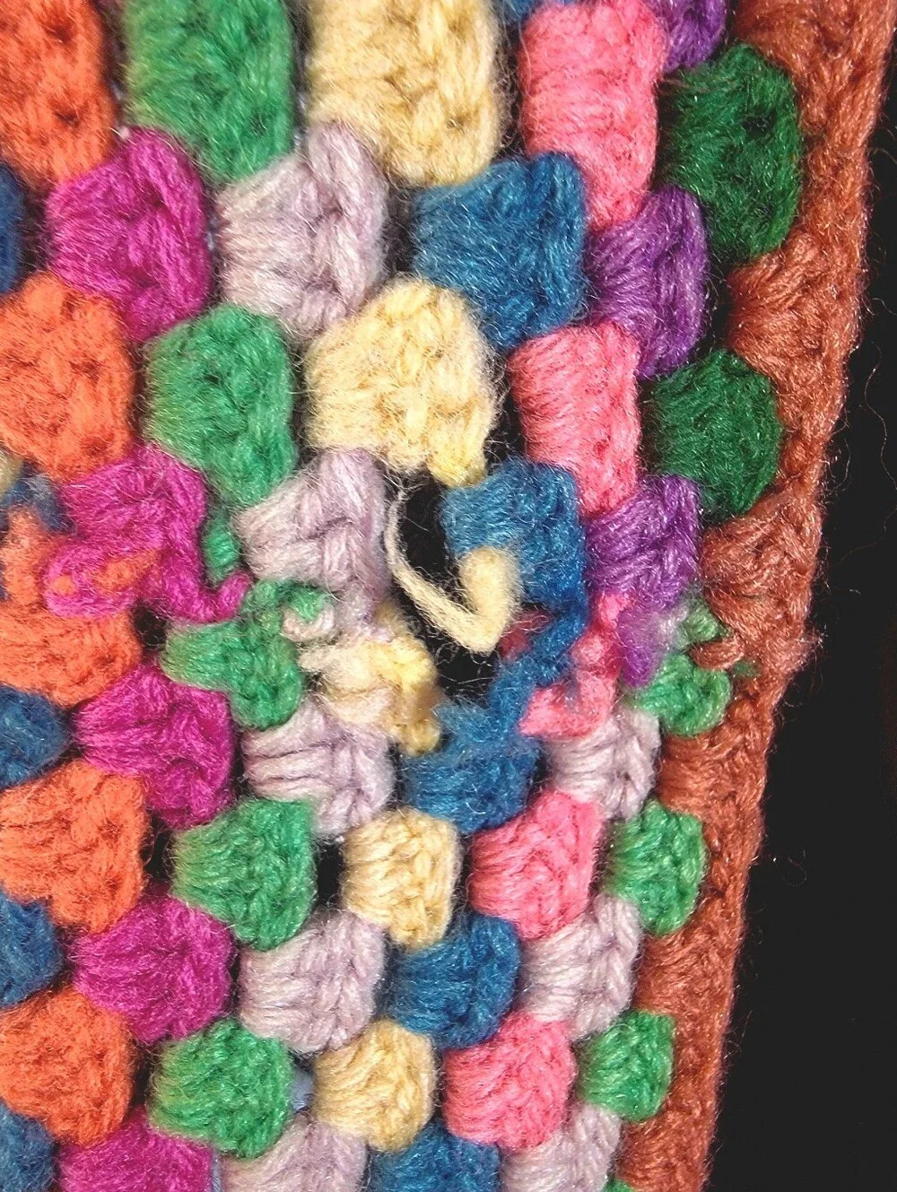 Vintage Crocheted Granny Square Afgan Blanket Beautiful Muted Colors 70x57
